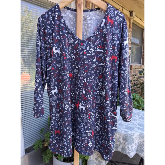 NWT 🔥 Lane Bryant V-neck 3/4 Sleeve Side Ruched Tee in Garden Animal Sz 26/28 - Picture 3 of 10